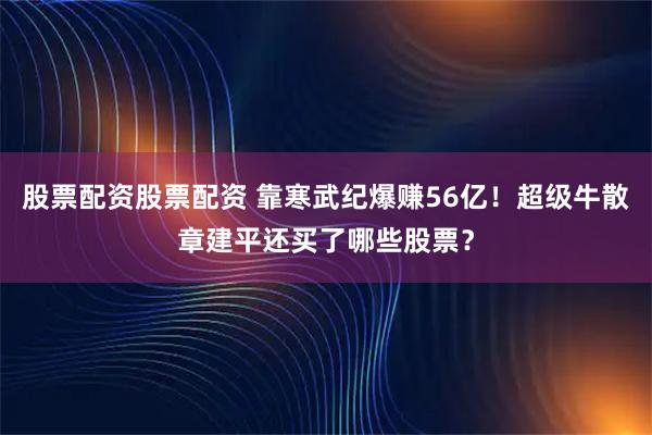 股票配资股票配资 靠寒武纪爆赚56亿！超级牛散章建平还买了哪些股票？